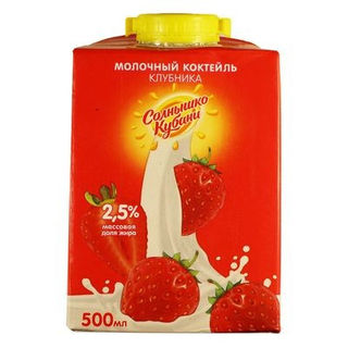 Молочный коктейль Солнышко Кубани клубника 500мл